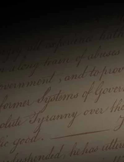Handwritten text of the Declaration of Independence